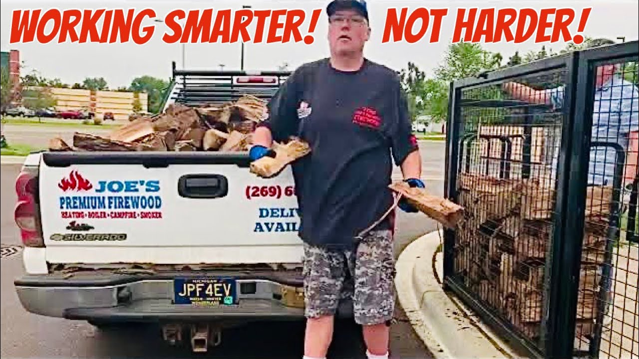 Unloading/stacking shagbark hickory FIREWOOD the EZ way YouTube