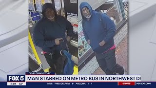 Suspect wanted after man critically injured in stabbing on Metro bus, police say