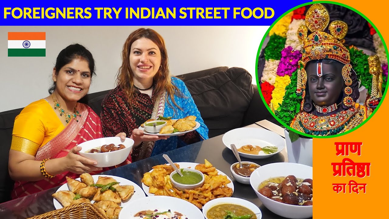 Foreigners try Indian street food | SAMOSA, PAKORE,  GULAB JAMUN | Indian Food Reaction |