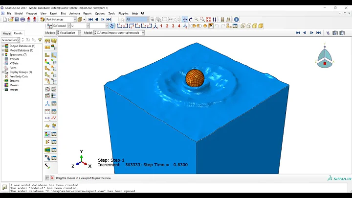 Impact of one hollow sphere into the water using coupled Eulerian-Lagrangian (CEL) in the Abaqus