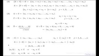 Verifying vector space axioms 5 to 10 -- Example of C^n and Tutorial Q6