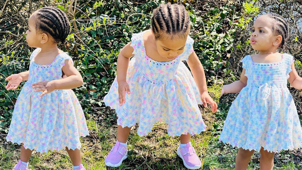 Как связать крючком простое детское платье от 0 месяцев до 12 лет