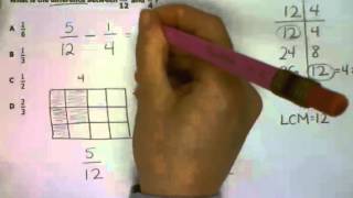 Area Model: Subtracting Fractions with Unlike Denominators