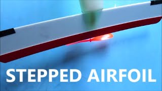 Low cost stepped airfoil of pressured wing surface boosted lift for less