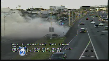 No one hurt after fire sparks beneath H-1 Freeway in Kalihi