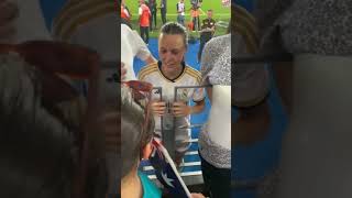 Samy meeting Hayley Raso during Real Madrid game in Madrid