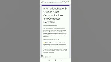 International level quiz on data communication and computer network. |online quiz. |Free E-certifica