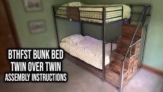 How to Assemble Twin Over Twin Bunk Bed with Stairs & Storage | BTHFST Brand