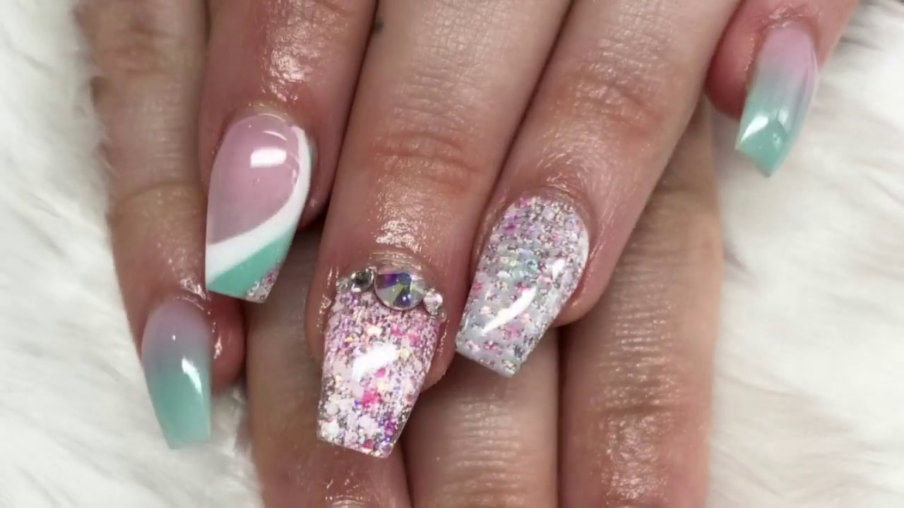 Acrylic nails design set all powder YouTube