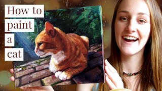 How to paint a ginger cat with acrylic paint