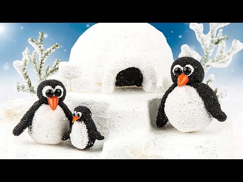 Ideen mit Herz - Niedliche Pinguine basteln - Winterwelt mit Iglu - Perl-Modellierschaum