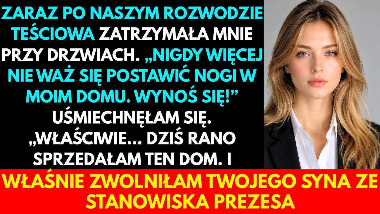 Sędzia właśnie uderzył młotkiem, kończąc naszą sprawę rozwodową, a teściowa przyparła mnie do ściany na korytarzu sądu. „Żebyś mi się więcej w moim domu nie pokazywała” – wysyczała, a ja poczułam,...