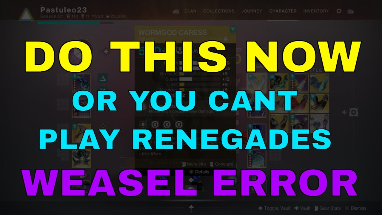 DO THIS TODAY OR YOU CANT PLAY RENEGADES BECAUSE WEASEL ERROR LOADOUT BUG TOMORROW Bugfix Workaround