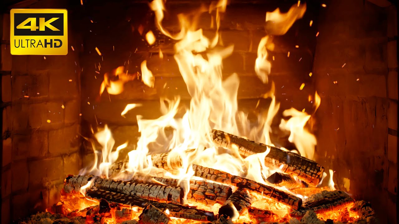 🔥 Камин, глубокий покой (12 ЧАСОВ) с треском дров и уютным звуком огня для чтения (Fireplace 4K)