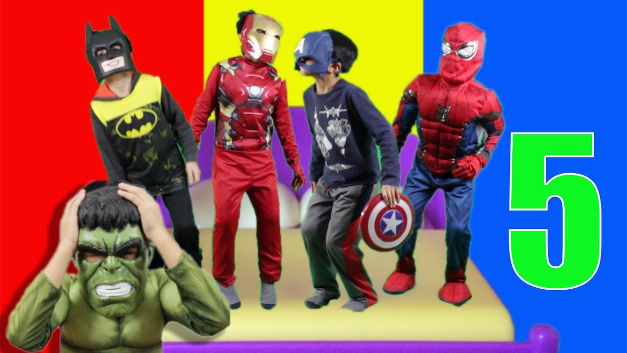 Five Little Superheroes Jumping On The Bed | Learn to count numbers 1-5