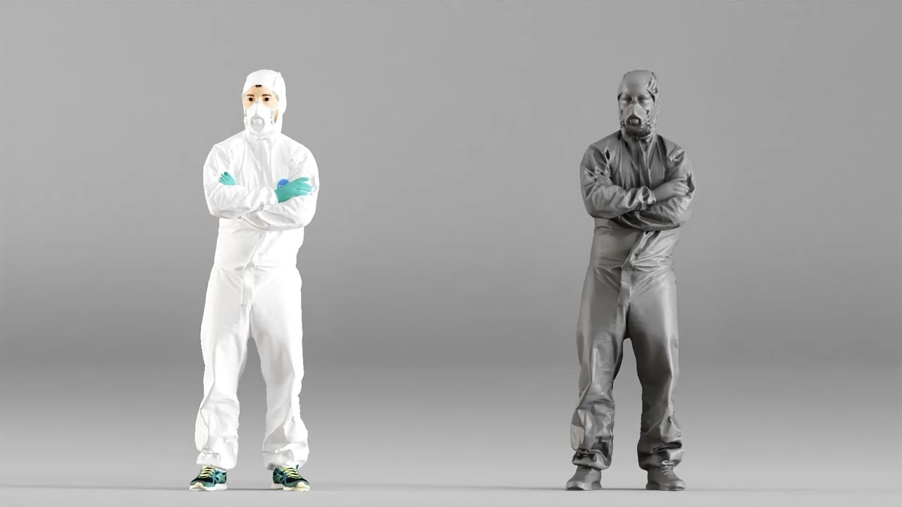 000447 Protective Suit Worker with Respirator