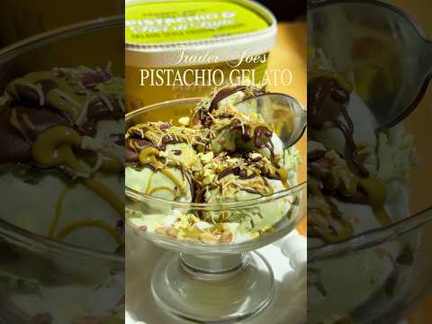 Making a Dubai Chocolate Sundae 🍨 with Trader Joe’s Pistachio Gelato #traderjoes #dubaichocolate