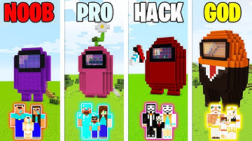 Minecraft: AMONG US HOUSE BUILD CHALLENGE - NOOB vs PRO vs HACKER vs GOD in Minecraft