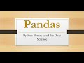 Pandas Intro and Setup (0)