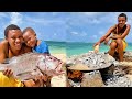 Buried in Sand & Grilled! 🔥 We Cooked Giant Red Snapper by the Indian Ocean with My Baby 🐟🌊