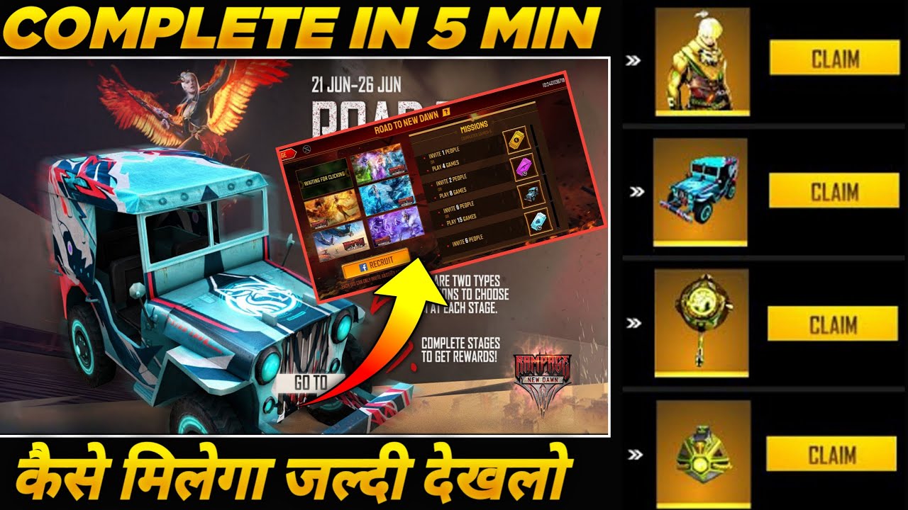 FREE FIRE NEW EVENT - ROAD TO NEW DAWN EVENT FREE FIRE | FF NEW EVENT | ROAD TO NEW DAWN EVENT