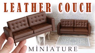 Miniature Leather Couch // DIY Dollhouse Sofa