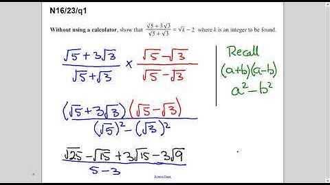 TKMaths O Level Add Maths Surds Rationalizing the denominator  N16/23/q1 and q5