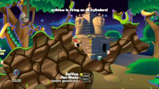 Worms (PS3) - 4 player (2 CPU), pt. 3 of 3 with Lok (8/15/09) (HD, 1080i)
