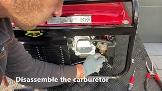 Carburetor cleaning on a power generator.