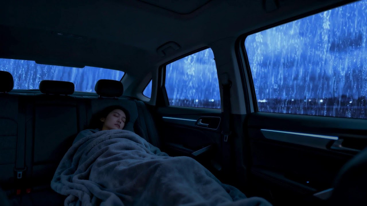 Tempestade Noturna com Chuva Forte na Estrada – Sons na Janela do Carro para Relaxar