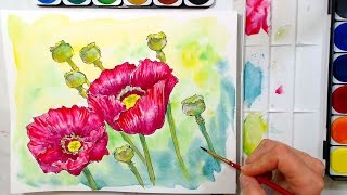 poppies tutorials watercolor painting tutorial watercolour water cheap