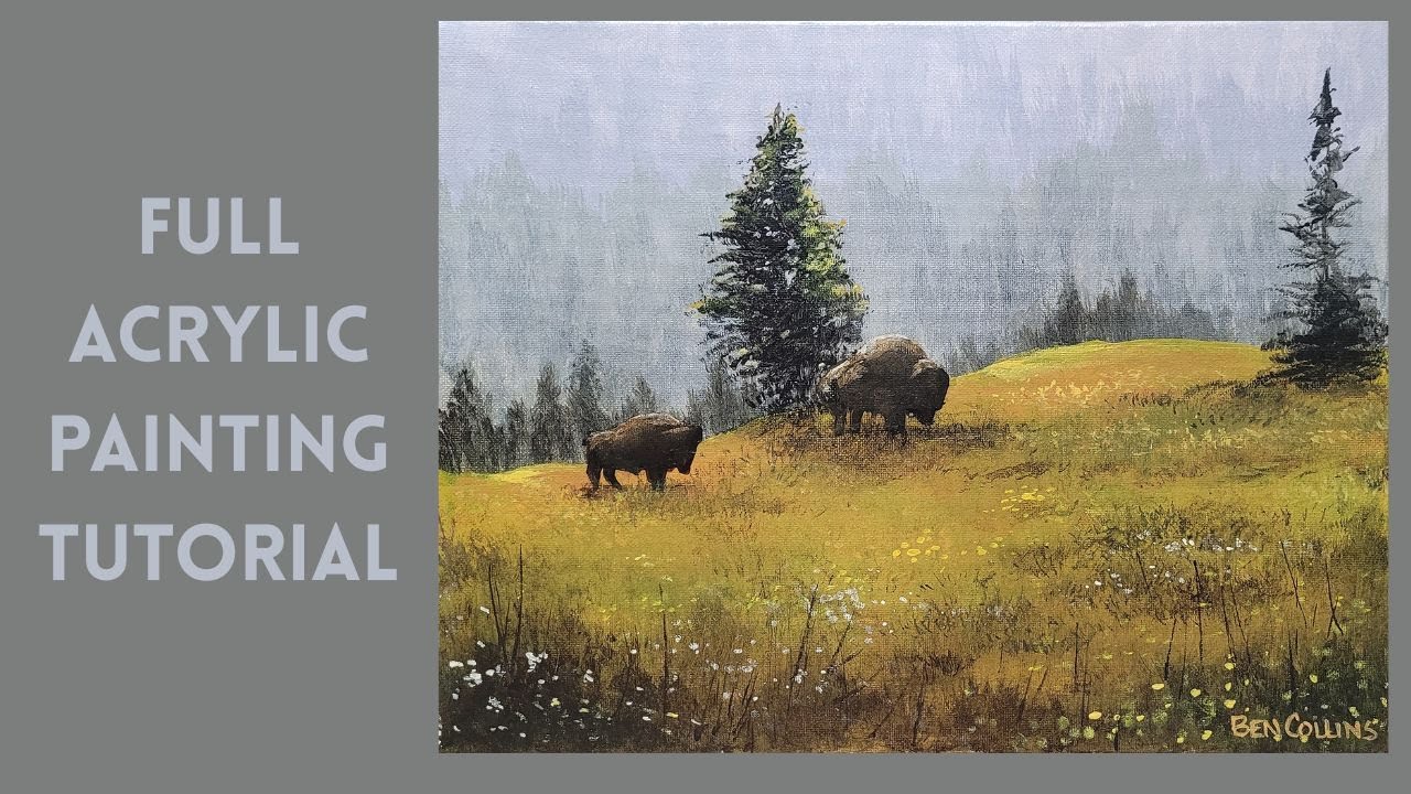AMERICAN BISON | Acrylic Painting Tutorial. Step by step instructions in real time for beginners.