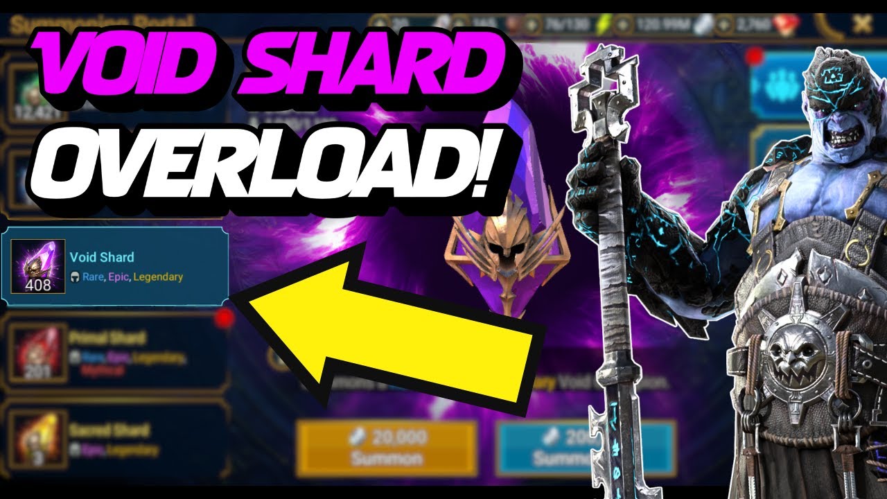 Перегрузка осколков пустоты: 400 притягиваний. Рейд на охоту на Клаазаг: Shadow Legends.