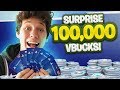 SURPRISING BEST FRIEND WITH 100,000 V BUCKS ($1000) FOR HIS BIRTHDAY!! Fortnite