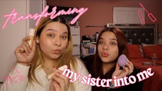 making my own little mini me 👩‍👧| TRANSFORMING MY SISTER INTO ME