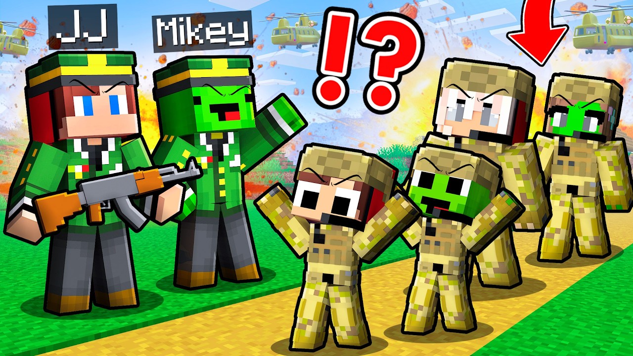 JJ and Mikey Became CAPTAINS of Family Military Armies in Minecraft!  - Maizen