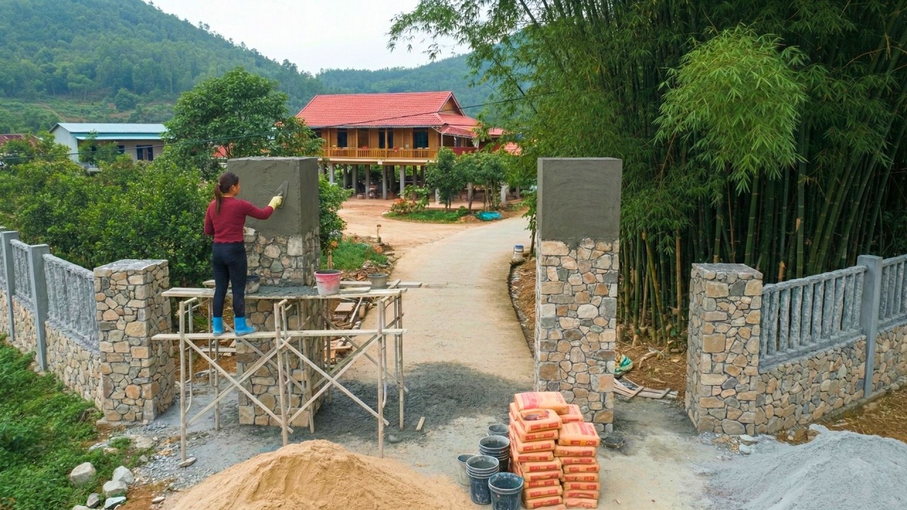 TIMELAPSE : Building A Grand Entrance Gate To Complete The Farm After Many Years Living In The Fores