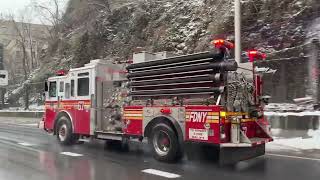 FDNY ENGINE 67 RESPONDING ON CROSS BRONX EXPRESSWAY FOR A RELOCATION ASSIGNMENT IN THE BRONX, NYC.