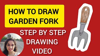 Easy Drawing : Garden Fork | Step by Step Drawing | @KalakritArtStudio 