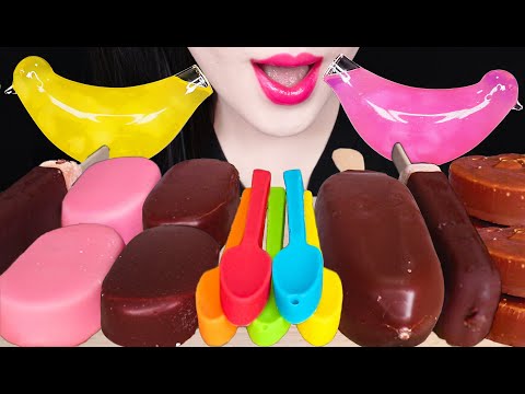 ASMR EDIBLE SPOON, CRUNCH CHOCOLATE ICE CREAM, BIRD GLASS <strong>새소리</strong> 물병, 먹는 숟가락, 초콜릿 아이스크림 먹방 EATING SOUNDS