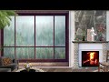 Heavy thunder  fireplace sounds for deep sleep and relaxing feel cozy inside