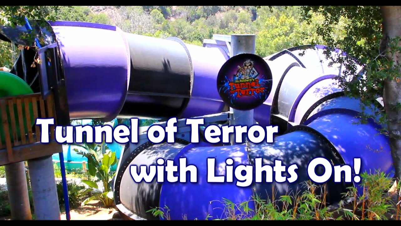 [HD POV] Dr. Von Dark's Tunnel of Terror Water Slide with Lights On POV 2014 - Water Park