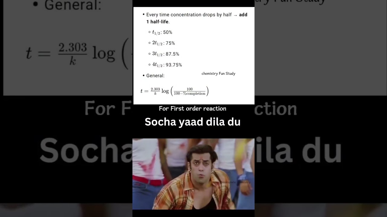 half life time for first order reaction 