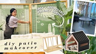 EXTREME SMALL PATIO MAKEOVER | diy large privacy screen, stained glass, pet house *very zen*