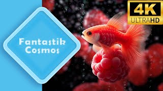 Fish, Veggies and Fruits, Flowers are in the Fantastic Cosmos Aquarium 4K VIDEO (ULTRA HD) #aiart