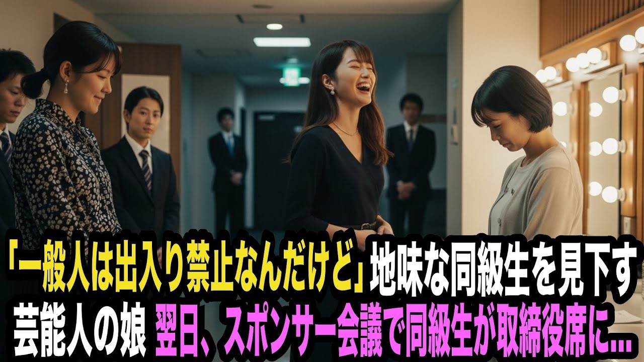 「一般人は出入り禁止なんだけど」地味な同級生を見下す芸能人の娘。翌日、CMスポンサー会議で彼女が取締役席に座り、現場騒然