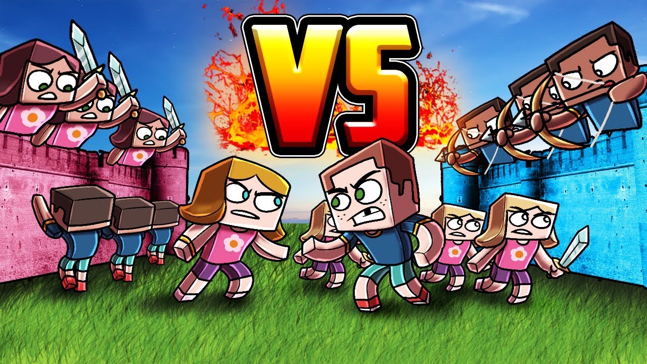 Minecraft  Girls vs Boys - SECURE BASE CHALLENGE! (Girls 