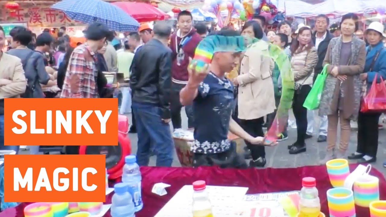 crashes on air Street Performer Shows Off Slinky Skills