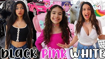 BUYING EVERYTHING in ONE COLOR for 24 hours CHALLENGE! NO BUDGET!🖤💗🤍