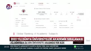 Firat Üni̇versi̇tesi̇, Dünyada İlk Bi̇n Üni̇versi̇te Arasinda Yer Aldi